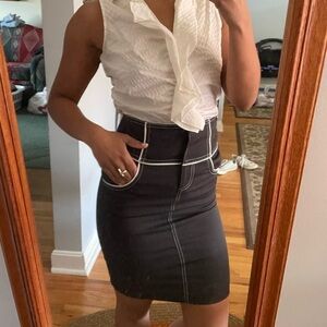 Grass Collection Pinstripe Pencil Business Skirt